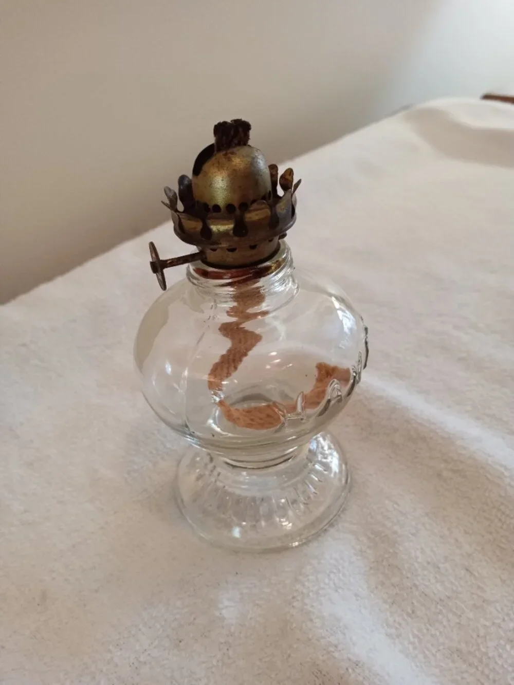 Vintage Handy Miniature Clear Glass Oil Lamp